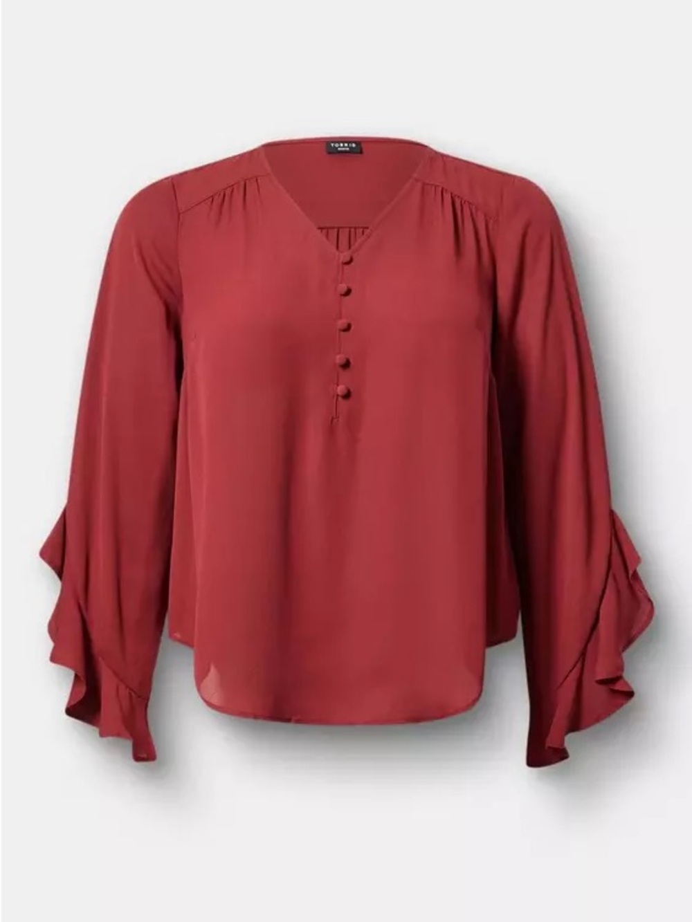 Women's TORRID Ruffle SleeveV-Neck Blouse NWT in Red -Size 2X Plus (18/20)